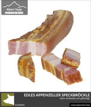 Edles Speckbröckle | heißgeräuchert | nach Appenzeller bzw. Schweizer Art gefertigt von AlpenSepp® edition wild
