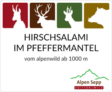 Hirschsalami im Pfeffermantel vom Alpenwild