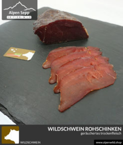 Wildschwein Rohschinken - geräucherte Trockenfleisch Spezialität von AlpenSepp® edition wild