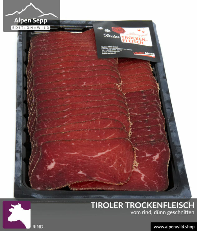 Tiroler Trockenfleisch vom Rind, dünn geschnitten
