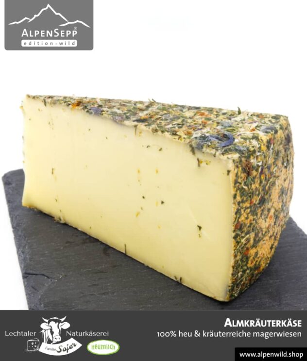 Almkräuterkäse | 100% Heu und kräuterreiche Magerwiese | Lechtaler Naturkäserei in Tirol | 100% Heumilch | 55% F.i.T.