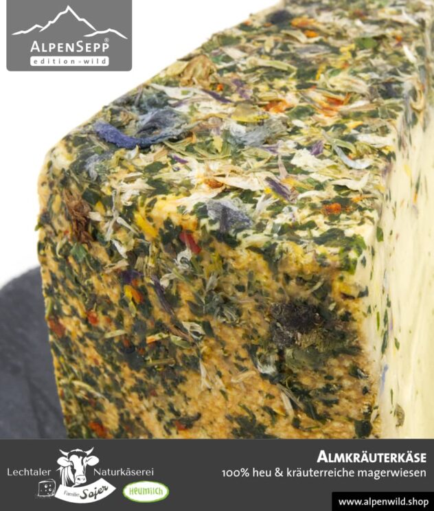 Almkräuterkäse | 100% Heu und kräuterreiche Magerwiese | Lechtaler Naturkäserei in Tirol | 100% Heumilch | 55% F.i.T.