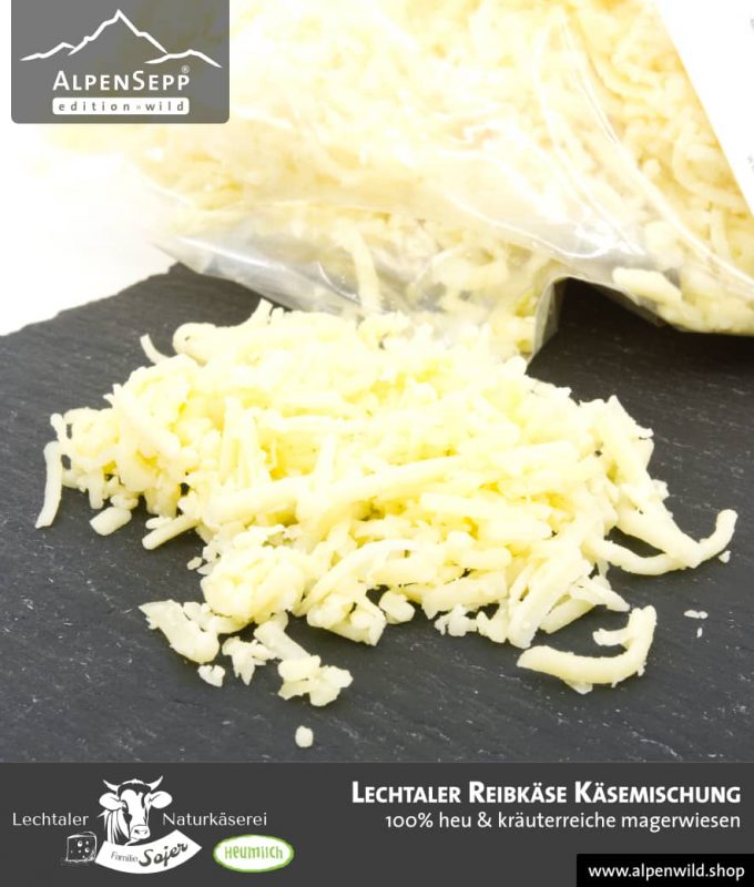 Lechtaler Reibkäse Käsemischung | Lechtaler Naturkäserei in Tirol | 100% Heumilch | 45% F.i.T.