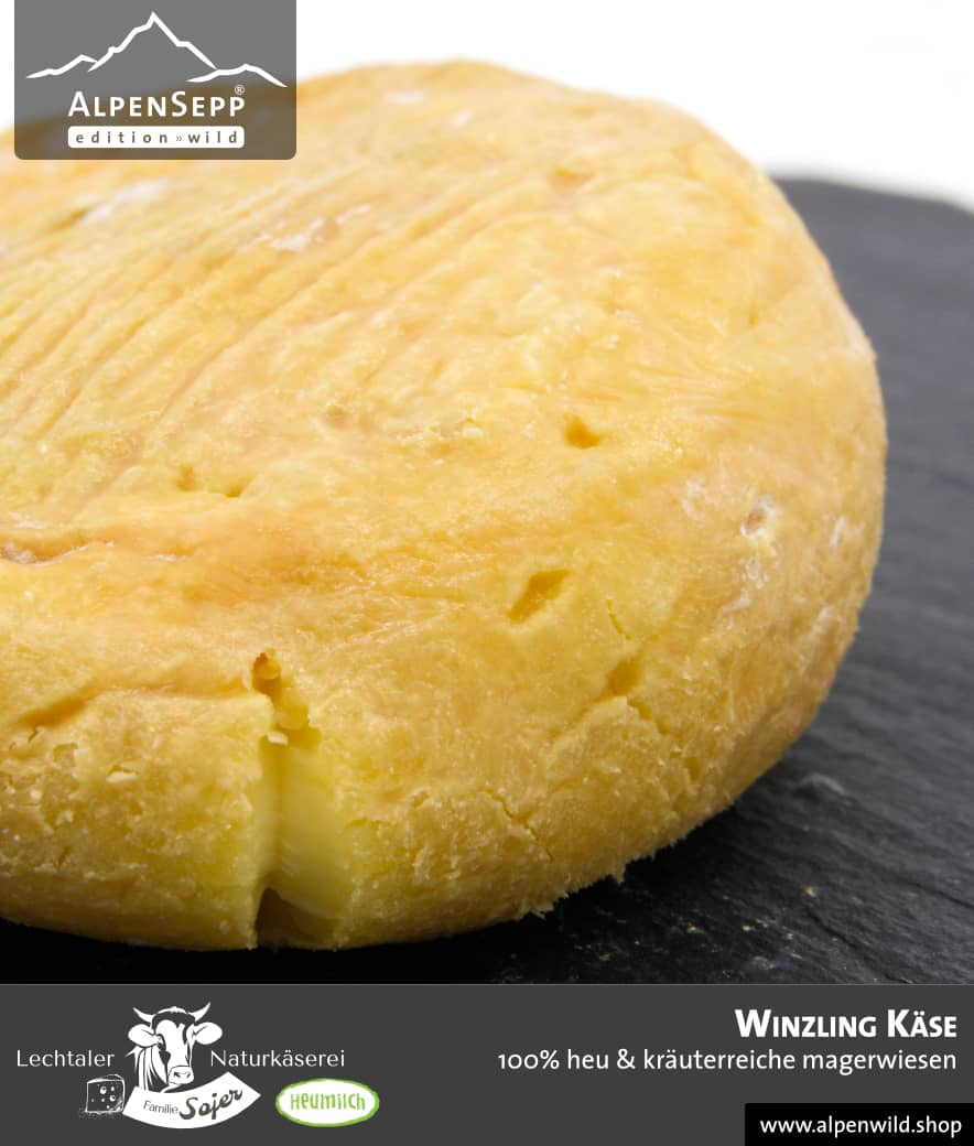 Winzling Käse | 100% Heu und kräuterreiche Magerwiese | Lechtaler Naturkäserei in Tirol | 100% Heumilch | 55% F.i.T.